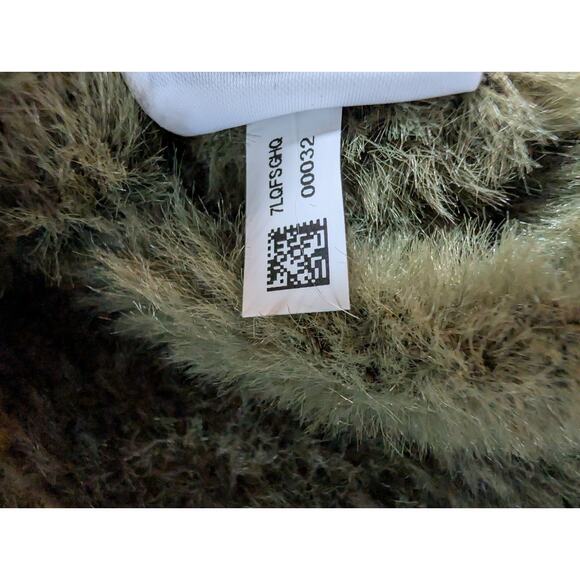 American Eagle Green Fuzzy Sherpa Crop Sweater Size Medium Faux Fur Y2K - Picture 3 of 5